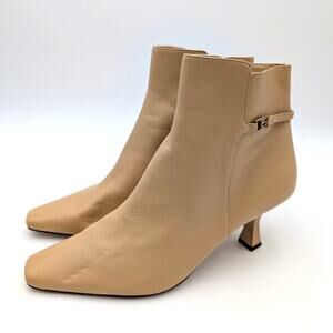 Coach Rebecca Square Toe Ankle Booties Side Zip Women's Tan Size US8.5B EU39